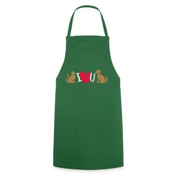 Chat et chien je t'aime - chat et chien je t'aime - Tablier de cuisine - vert foncé - Devant - AI Model Male 185 dark (185cm)