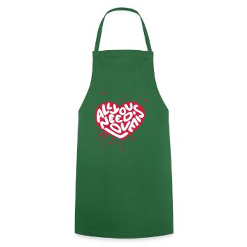 Tout ce dont tu as besoin c'est de l'amour - Tablier de cuisine - vert foncé - Devant - AI Model Male 185 dark (185cm)