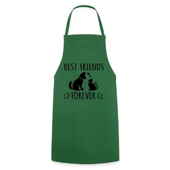Best friends forever cat and dog / dog and cat - Cooking Apron - green - Front - AI Model Male 185 dark (185cm)