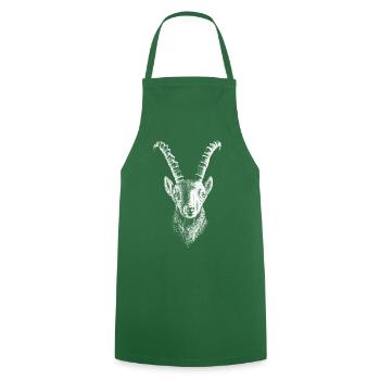 Steinbock weiß - Kochschürze - Grün - Vorne - AI Model Male 185 dark (185cm)