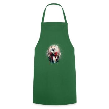 panda roux, graffiti, peinture, panda, geisha, anime - Tablier de cuisine - vert foncé - Devant - AI Model Male 185 dark (185cm)
