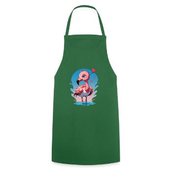 Verschenke diesen süßen Flamingo zum Valentinstag - Kochschürze - Grün - Vorne - AI Model Male 185 dark (185cm)