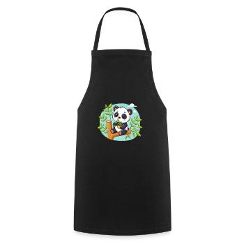 Cute Panda - Cooking Apron - black - Front - AI Model Male 185 dark (185cm)