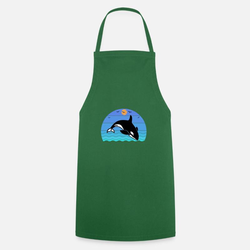 Orca Whale Ocean - Cooking Apron - green
