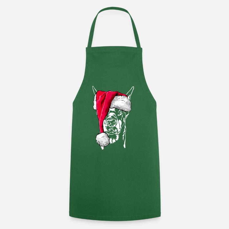 Doberman Pinscher Noël - Tablier de cuisine - vert foncé