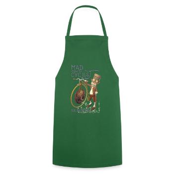 Steampunk Penny Farthing Bicycle Funny Mad Cyclist - Cooking Apron - green - Front - AI Model Male 185 dark (185cm)