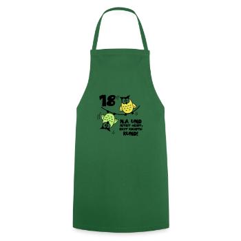 18 birthday, owls on the rope, round - Cooking Apron - green - Front - AI Model Male 185 dark (185cm)