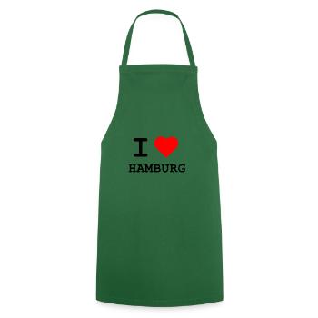 I love Hamburg / Ich liebe Hamburg - Kochschürze - Grün - Vorne - AI Model Male 185 dark (185cm)