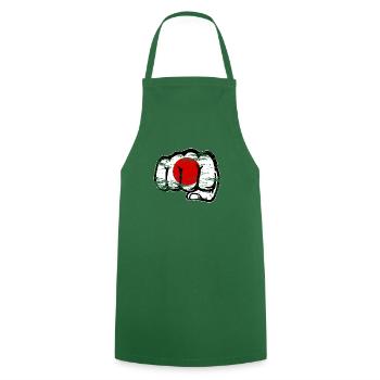 Poing à main de drapeau du Japon utilisé - Tablier de cuisine - vert foncé - Devant - AI Model Male 185 dark (185cm)