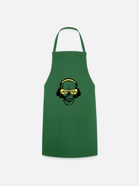 egaliseur casques dj crane tete mort 5 - Tablier de cuisine - vert foncé