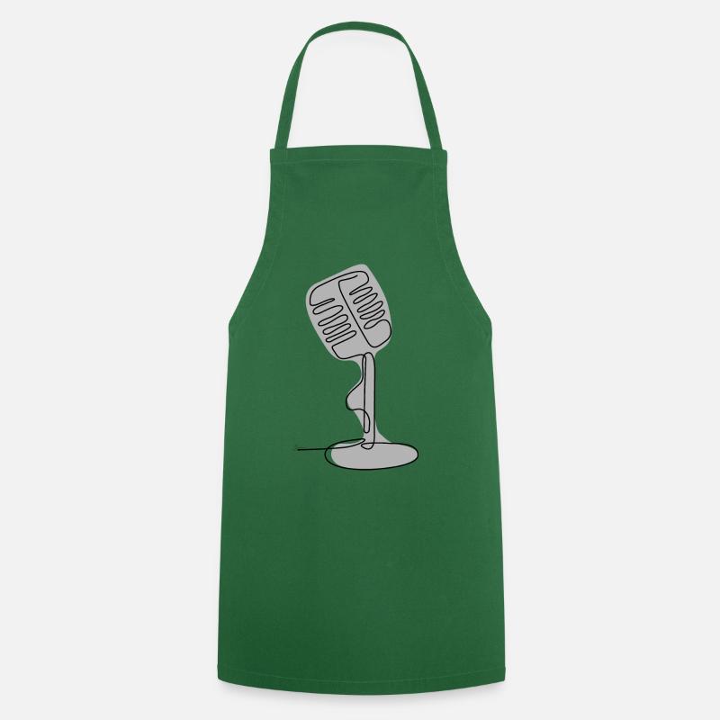 One Line Drawing - Micro - Cooking Apron - green
