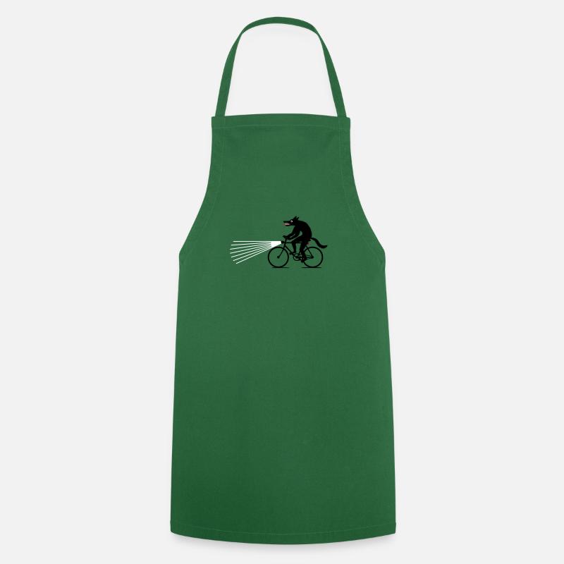 Wolf with bike - Cooking Apron - green