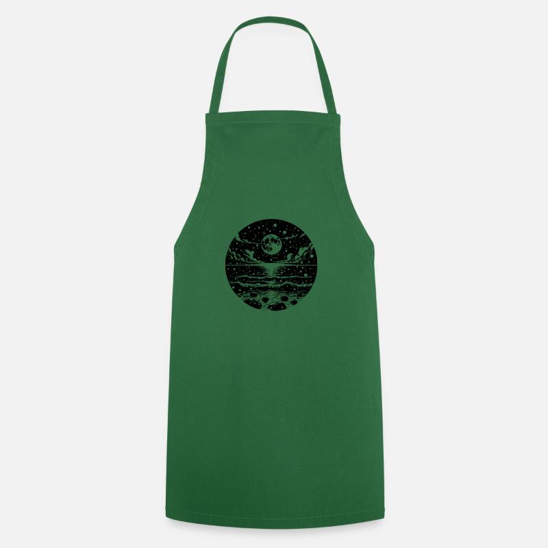 Moonlit night over the water - Cooking Apron - green