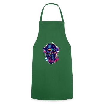 Crâne de pirate - Tablier de cuisine - vert foncé - Devant - AI Model Male 185 dark (185cm)