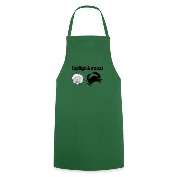 coquillages crustaces - Tablier de cuisine - vert foncé - Devant - AI Model Male 185 dark (185cm)