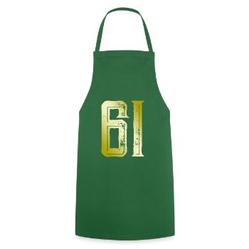 Symbole numérique 61 - Tablier de cuisine - vert foncé - Devant - AI Model Male 185 dark (185cm)