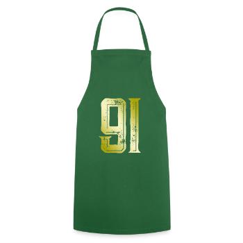91 Number Symbol - Cooking Apron - green - Front - AI Model Male 185 dark (185cm)