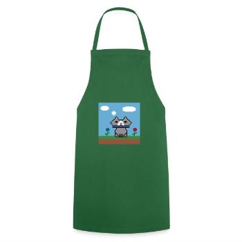pixel chaton - Tablier de cuisine - vert foncé - Devant - AI Model Male 185 dark (185cm)