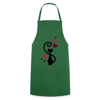 Cat Love In Love - cat in love - gift idea - Cooking Apron - green - Front - AI Model Male 185 dark (185cm)