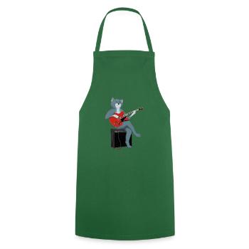 CAT PLAYS THE BLUES - cat playing guitar - Cooking Apron - green - Front - AI Model Male 185 dark (185cm)