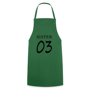 Sister 03 Print / BFF Forever - Cooking Apron - green - Front - AI Model Male 185 dark (185cm)
