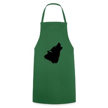 silhouette loup hurlement ombre - Tablier de cuisine - vert foncé - Devant - AI Model Male 185 dark (185cm)