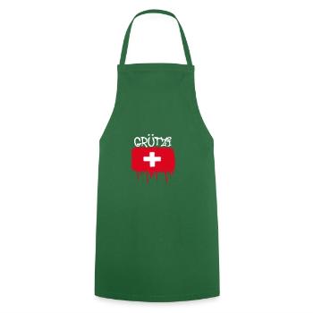 grützi,schweiz,flagge,graffiti,spray,urban - Kochschürze - Grün - Vorne - AI Model Male 185 dark (185cm)