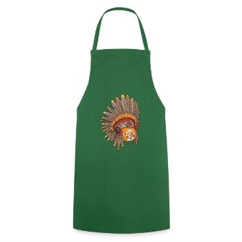 Chat / chat indien avec bijoux en plumes - Tablier de cuisine - vert foncé - Devant - AI Model Male 185 dark (185cm)
