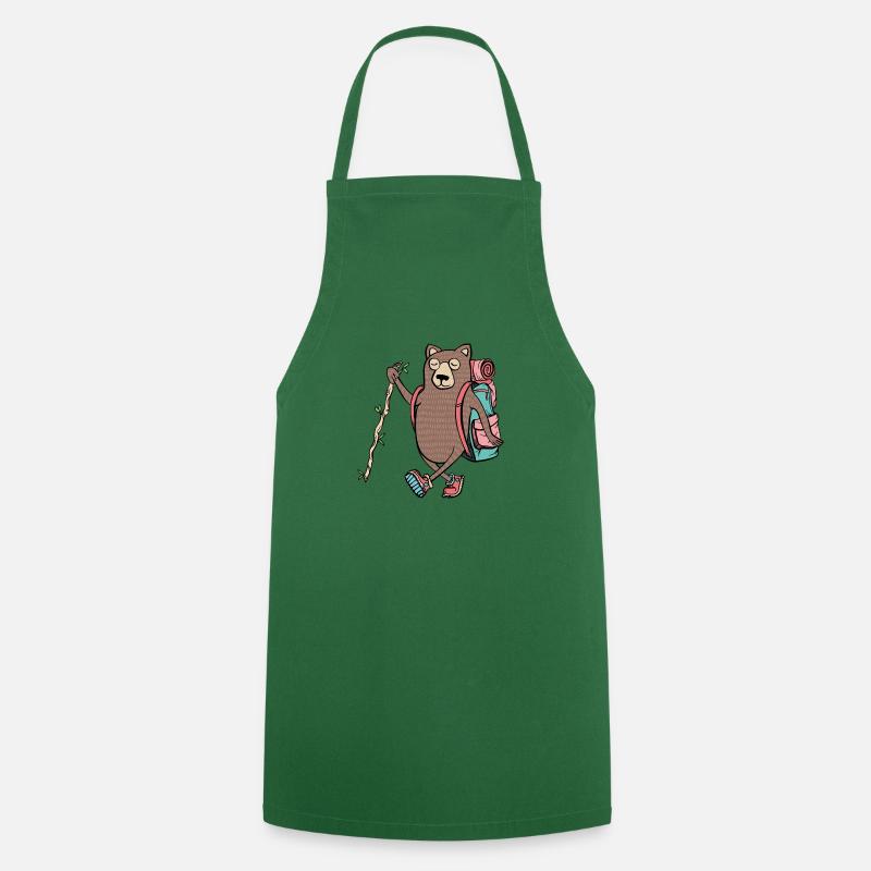 hiking bear - Cooking Apron - green