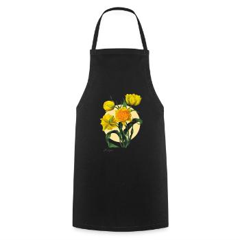 Tulipe | Illustration botanique | pour le printemps - Tablier de cuisine - noir - Devant - AI Model Male 185 dark (185cm)