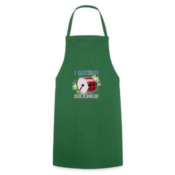 Bass Drum Kick Drum I Destroy Silence - Cooking Apron - green - Front - AI Model Male 185 dark (185cm)