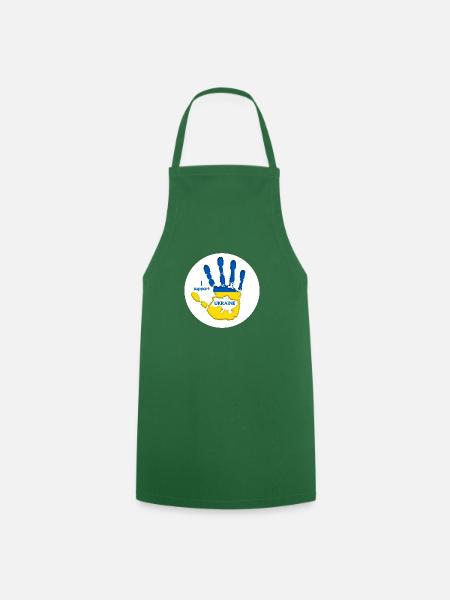 Print I Support Ukraine round - Cooking Apron - green