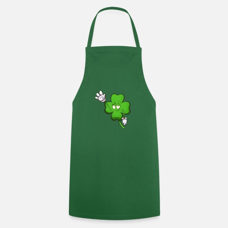Four-Leaf Clover Character Waving - Cooking Apron - green
