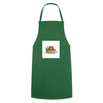 Castor mignon dans la baignoire - Tablier de cuisine - vert foncé - Devant - AI Model Male 185 dark (185cm)