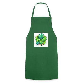Hand-drawn watercolor Monstera plant - Cooking Apron - green - Front - AI Model Male 185 dark (185cm)