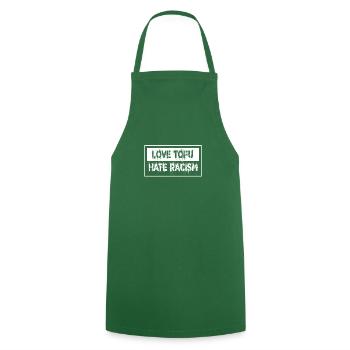 love tofu hate racism (white print) - Cooking Apron - green - Front - AI Model Male 185 dark (185cm)