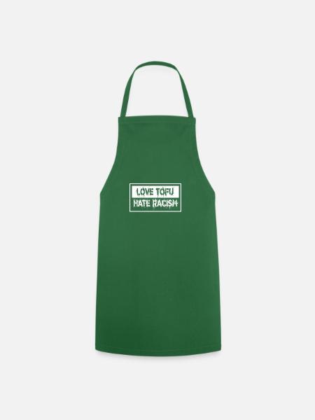 love tofu hate racism (white print) - Kochschürze - Grün
