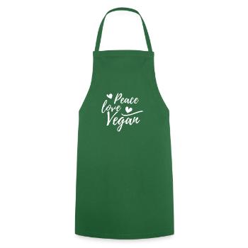 Peace, Love, Vegan with hearts - Cooking Apron - green - Front - AI Model Male 185 dark (185cm)