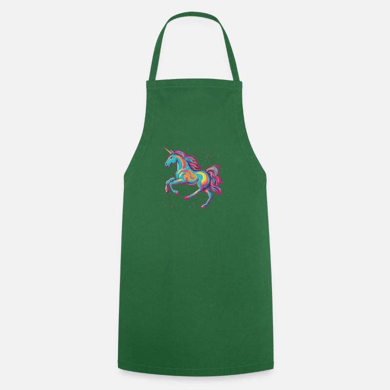 Licorne rétro 1 - Tablier de cuisine - vert foncé