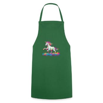 Retro Einhorn 2 - Kochschürze - Grün - Vorne - AI Model Male 185 dark (185cm)