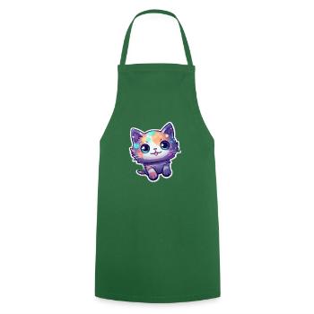 a cute kitty - Cooking Apron - green - Front - AI Model Male 185 dark (185cm)