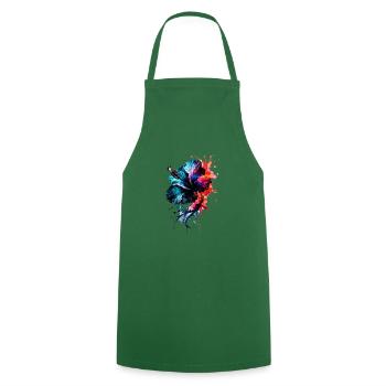 ink,hibiscus,illustration,painting,graffiti,flower - Cooking Apron - green - Front - AI Model Male 185 dark (185cm)