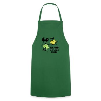 40 birthday, owls on the rope, round - Cooking Apron - green - Front - AI Model Male 185 dark (185cm)