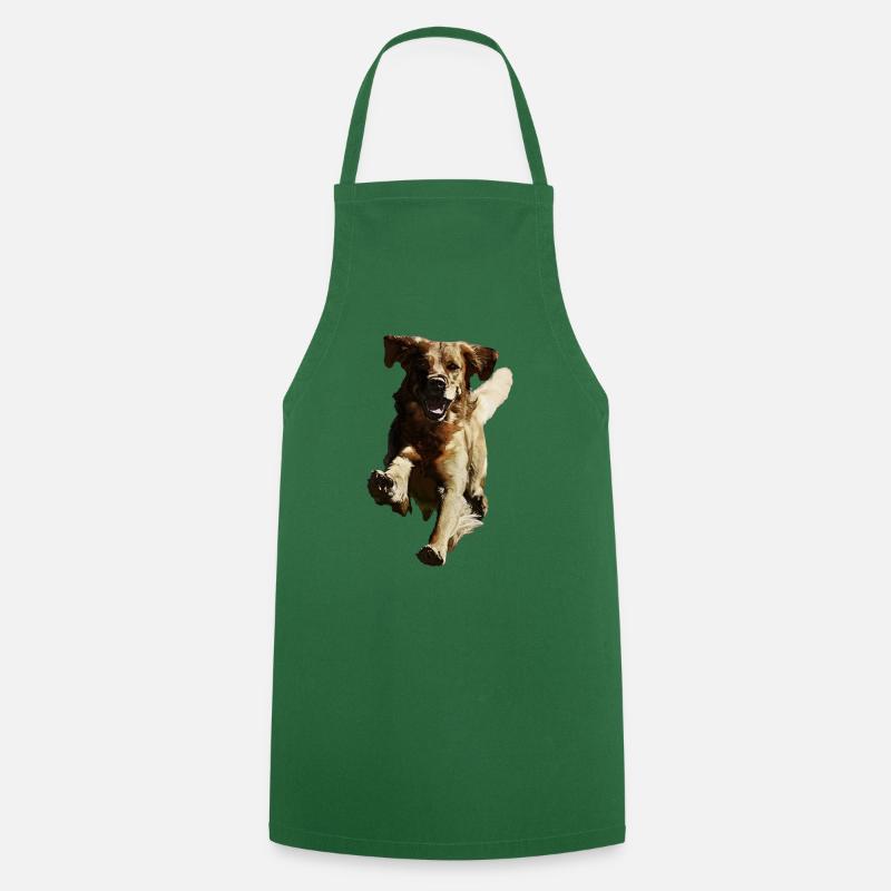 springender rennender Hund - Kochschürze - Grün