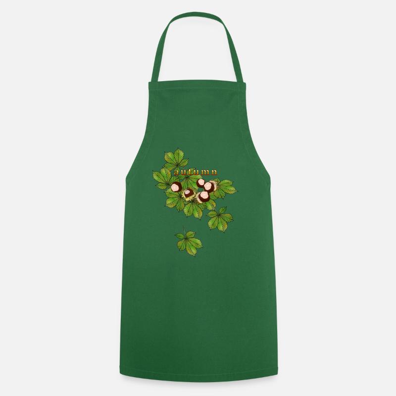 Automne, châtaignes - Tablier de cuisine - vert foncé