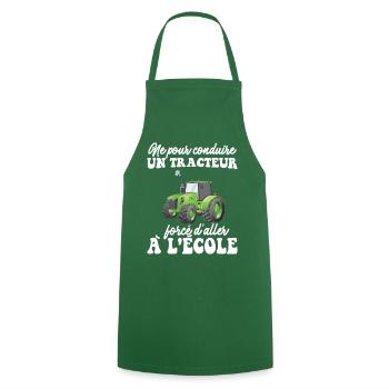 Born To Drive A Tractor Forced To Go To School - Cooking Apron - green - Front - AI Model Male 185 dark (185cm)