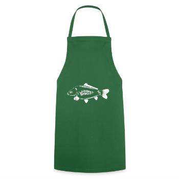 letzterWurf - White Carp - Karpfen - Kochschürze - Grün - Vorne - AI Model Male 185 dark (185cm)