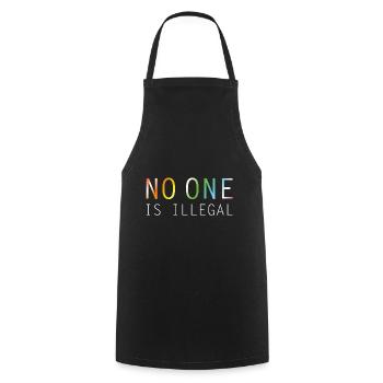 No one is illegal - Tablier de cuisine - noir - Devant - AI Model Male 185 dark (185cm)