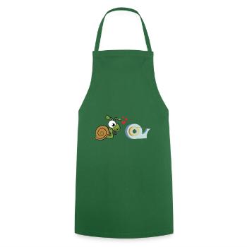Chemise escargots · ruban d'amour · cadeau de coeur - Tablier de cuisine - vert foncé - Devant - AI Model Male 185 dark (185cm)