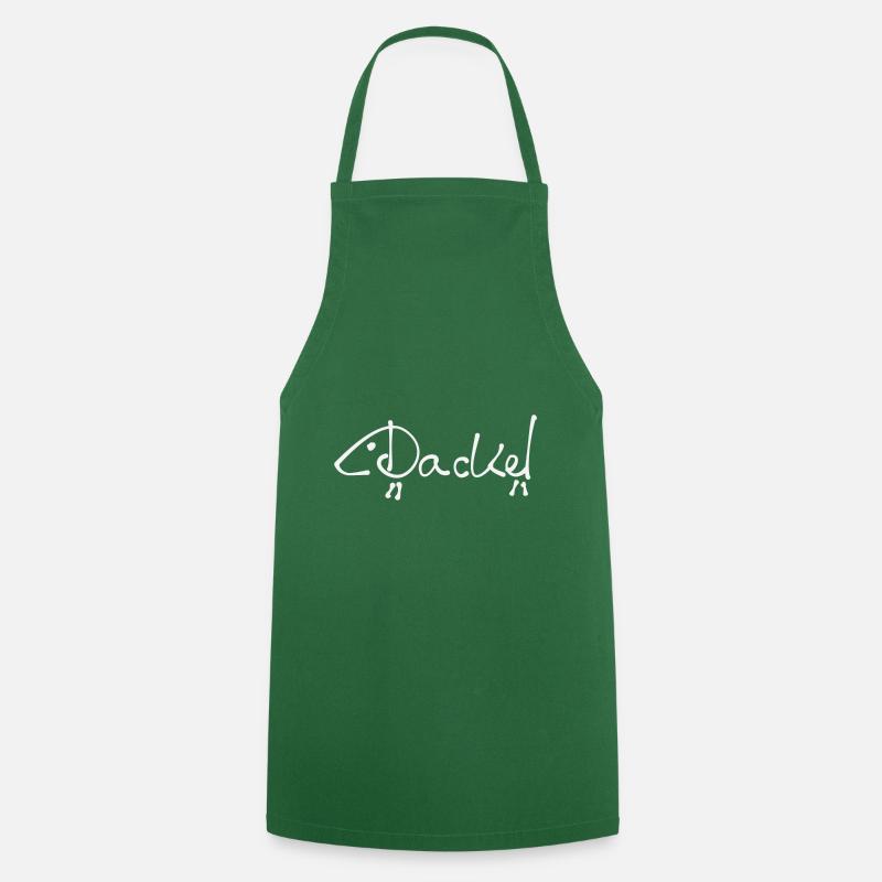 Dachshund lettering Picasso white - Cooking Apron - green